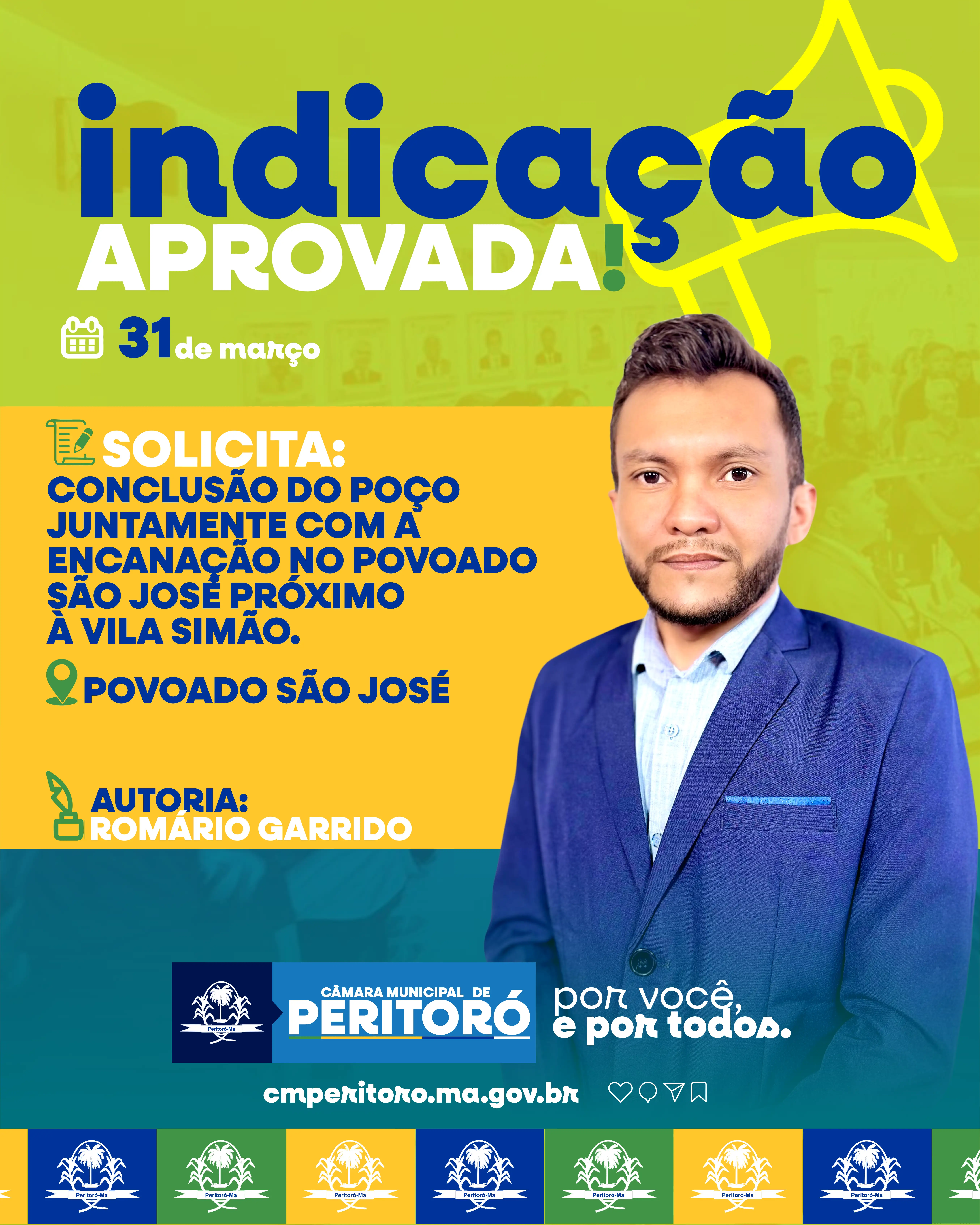 Solicitando a conclusão do poço juntamente com a encanação no povoado São José próximo à Vila Simão.