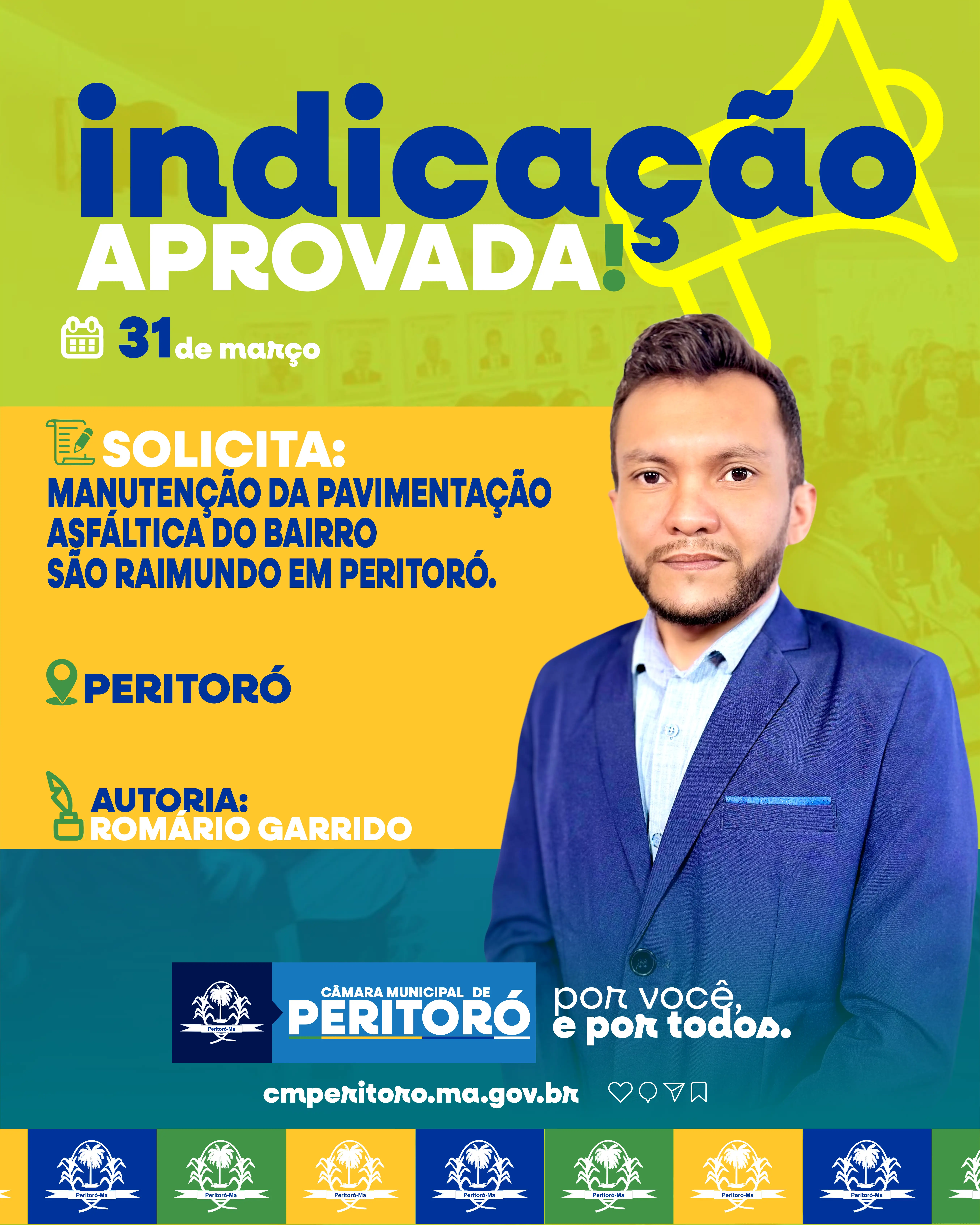 Solicitando a manutenção da pavimentação asfáltica do bairro São Raimundo em Peritoró.