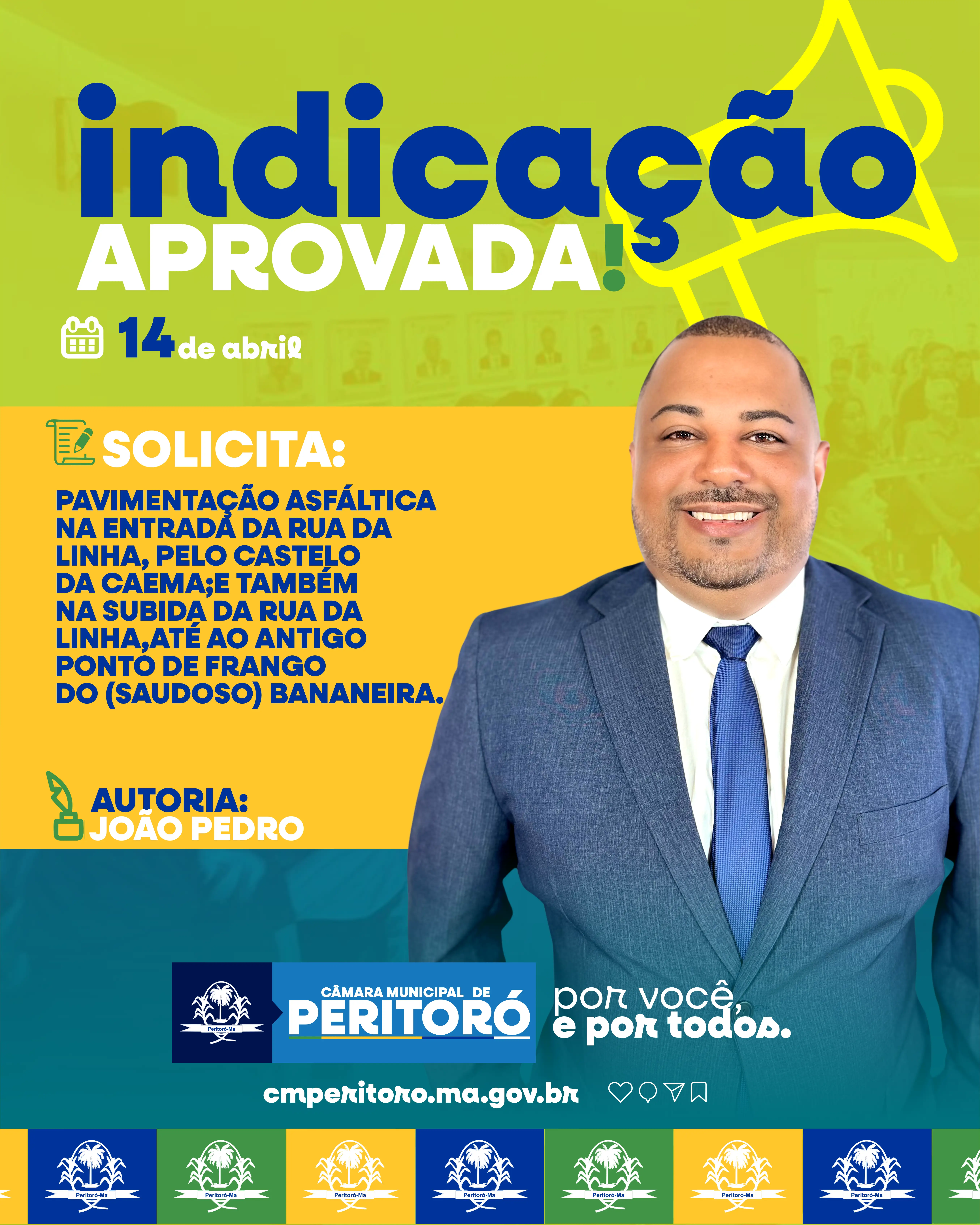 Solicitando a pavimentação asfáltica na entrada da rua da linha, pelo castelo da caema;e também na subida da rua da linh